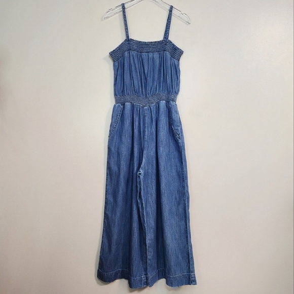 🌸 💙 GAP Kids Cotton Denim Blue Jumpsuit, Size 8 ~ EUC - Picture 1 of 10